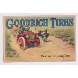 Postcard, Advertising, Motoring, Goodrich Tyres, advert reverse Johnson of Boston (USA), slight