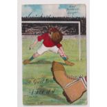 Football postcard, Artist illustrated card with co