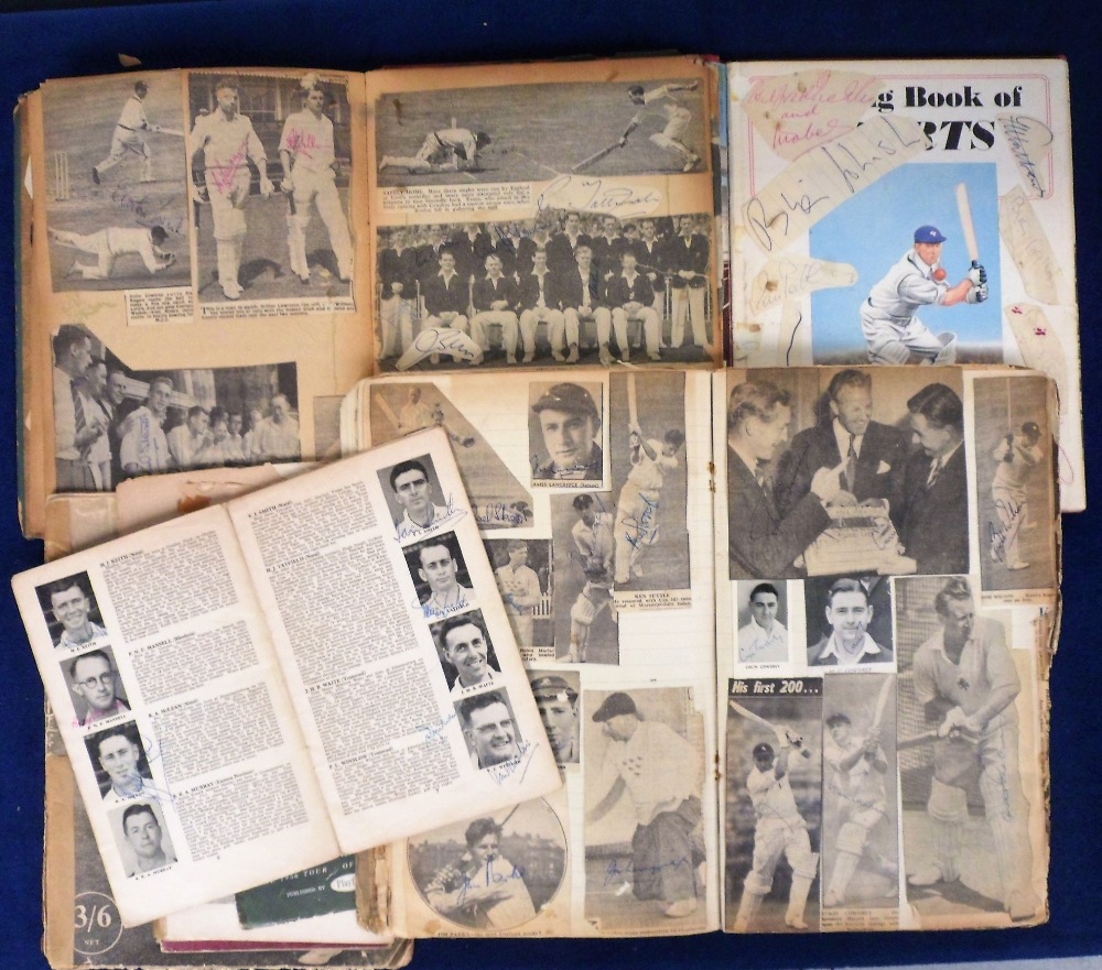 Cricket autographs, two vintage scrapbook albums c