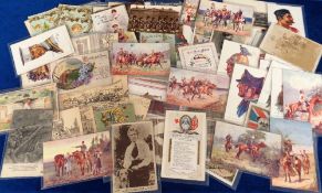 Postcards, Military, 130+ cards RPs, printed and artist drawn to include Emile Dupuis (29),