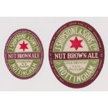 Beer labels, Shipstone & Sons Ltd, Nottingham, 2 vertical oval Nut Brown Ale labels, 83mm and
