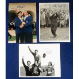 Golf autographs, three signed photos, Olazabal (co