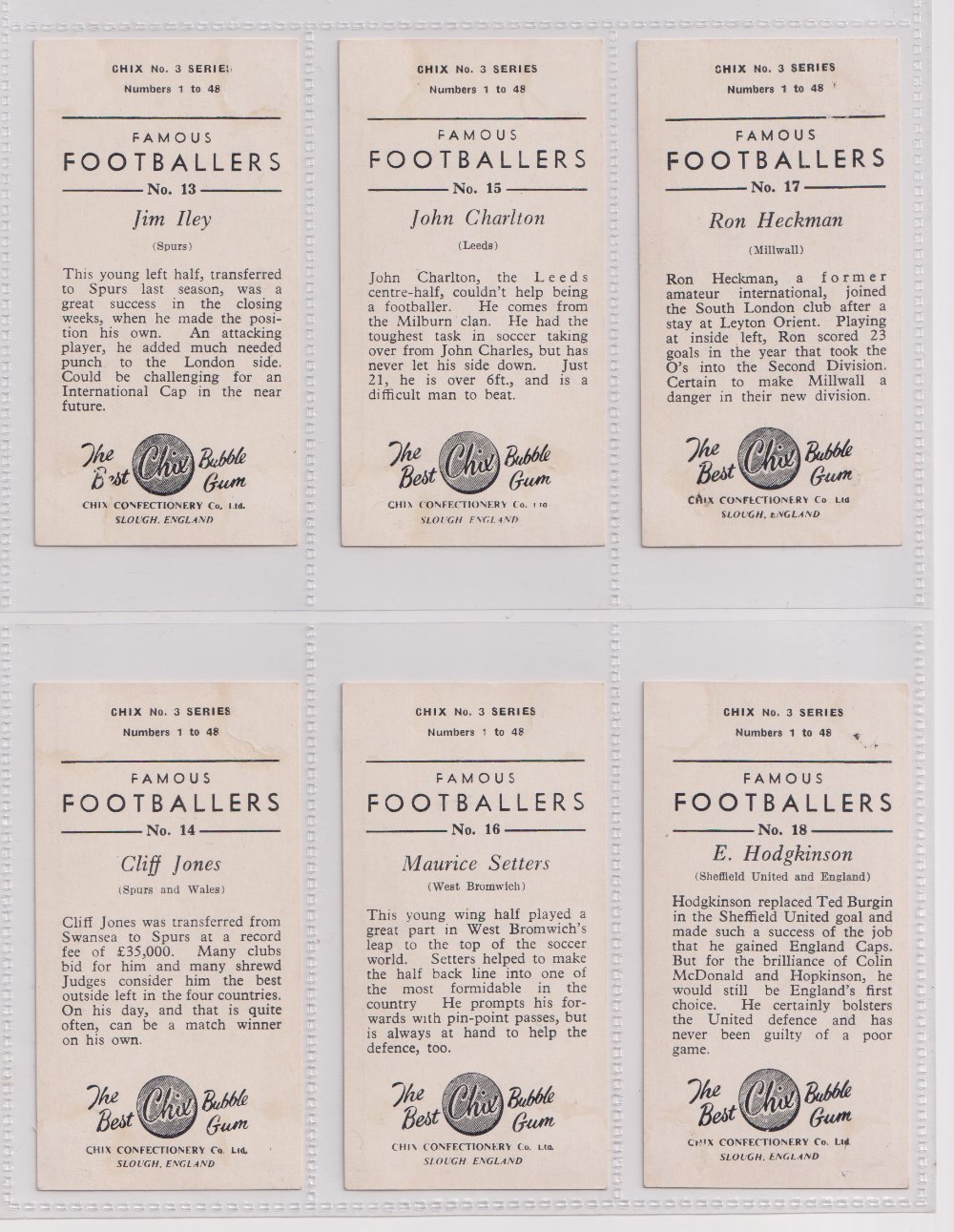 Trade cards, Chix, Footballers No 3 Series A (set, 48 cards) (some with slight marks, one signed, - Image 6 of 16