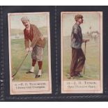 Cigarette cards, Cope's, Cope's Golfers, type cards no 21 H G Hutchinson & no 22 J H Taylor (sl