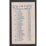 Cigarette card, Casket Cigarette Co, Rugby Fixture Card, Swinton 1909-10 (vg) (1)