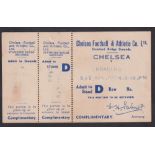 Football ticket, Chelsea v Reading, 10 April (1943