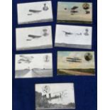 Postcards, Aviation, a selection of 7 early aviation cards, all printed. Includes aircraft inset