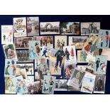 Postcards, a police, military and prison related mix of approx. 41 cards, inc. RPs of first car