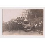 Postcard, Surrey, RP, Traction Engine Crash, Epsom Road Guildford, 9th February 1911 (small corner
