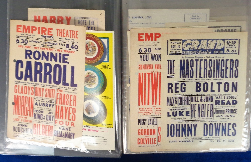 Theatre, approx. 90 1930s -1960s theatre/variety handbills and flyers to include Harry Secombe,