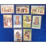 Postcards, Louis Wain, a collection of 9 cards of mainly cats illustrated by Louis Wain and