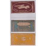 Trade felts, USA, Anon, Aeroplanes & Dirigibles, 12 different (10 gd, 1 with slight paper adhesion