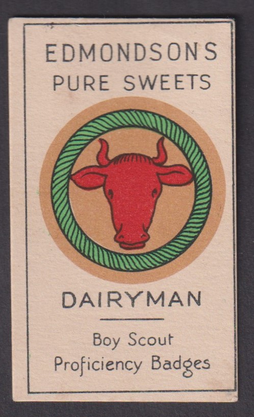 Trade card, Edmondson's, Boy Scout Proficiency Badges, type card, Dairyman (gd) (1)
