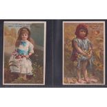 Trade cards, France, A La Belle Permiere, set of 6 cards, Little Girls in Various Scenes, 122mm x