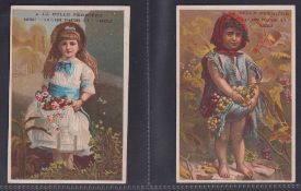 Trade cards, France, A La Belle Permiere, set of 6 cards, Little Girls in Various Scenes, 122mm x