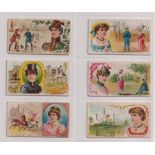 Cigarette cards, USA, Goodwin's, Games & Sports Series, 6 cards, Chariot Race, Coursing, Curling,