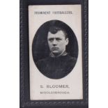 Cigarette card, Taddy, Prominent Footballers (No Footnote), Middlesbrough, type card, S. Bloomer (