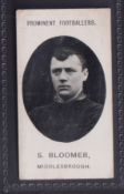 Cigarette card, Taddy, Prominent Footballers (No Footnote), Middlesbrough, type card, S. Bloomer (
