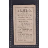 Tobacco insert, A. Baker & Co, fold-over paper exchange insert for the purchase back of cards from