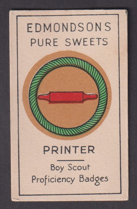 Trade card, Edmondson's, Boy Scout Proficiency Badges, type card, Printer (gd) (1)