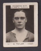 Trade card, Clarke's Toffee, Footballers, 'K' size, type card, no 24, G. Taylor, Millwall, scarce (