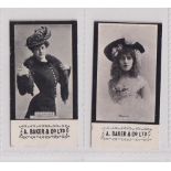 Cigarette cards, A. Baker & Co, Actresses, BLARM, two cards, L. Bernard (58mm back) & Manon (65mm