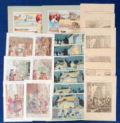 Trade cards, France, Au Bon Marche, 4 sub groups of large sized cards, 'Au Clair De Lune' (set of 6,