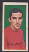 Trade card, Barratt's, Famous Footballers A12, type card, no 29 George Best, Manchester United (