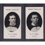 Cigarette cards, Taddy, Prominent Footballers (No Footnote), Cardiff (Rugby), two cards, P.F. Bush &