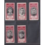 Cigarette cards, Lees, Northampton Town Football Club, 5 cards, nos 304 T. Thorpe (crease), 309 F.