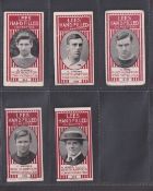 Cigarette cards, Lees, Northampton Town Football Club, 5 cards, nos 304 T. Thorpe (crease), 309 F.