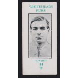 Trade card, Whitehead Furs, Footballers, type card, Howarth (Bob Haworth, Bolton Wanderers, circa