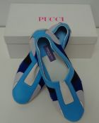 Designer Shoes, a pair of Pucci slip on trainers in shades of blue, size 37 (very lightly worn vg)