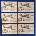 Postcards, WWI, French Air Aces, 1914-16, set, Deullin, Chaput, Nungesser, Dorme, Chainet & Baron (