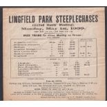 Horseracing / Railways, excursion flyer published by Lingfield Racecourse advertising railway