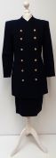 Christian Dior navy wool 2 piece trouser suit with 12 'gold' buttons to the front of the jacket (
