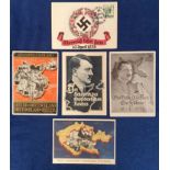 Postcards, Nazi Germany, Propaganda, Gross Deutschland map with Hitler, Der Schopfer, Ein Volk,