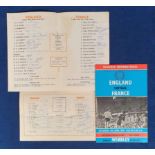 Football autographs, 3 England v France Schoolboy International Programmes each one extensively