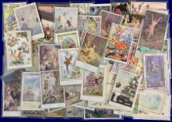 Postcards, Fairies and Toadstools, approx. 80 cards featuring fairies to include Maybank, Molly