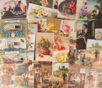 Postcards, Glamour, Artist Drawn, Children, Art Deco, Silhouettes, Sets (9), Romance, Balliu (12),