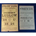 Horseracing / Railways, two early GWR excursion flyers one advertising trips from the Midlands for
