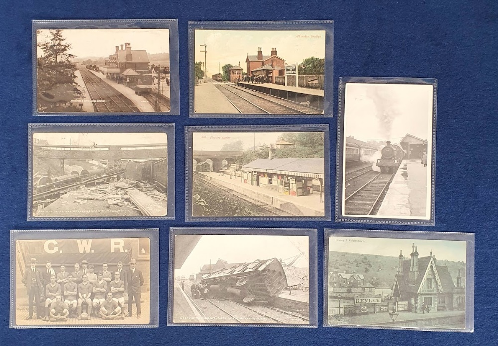 Postcards, Rail, a selection of 8 cards inc. RP of Wrotham and Boro Green Station interior,