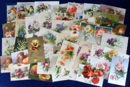 Postcards, C. Klein, 100+ pretty postcards featuring Spring, Summer, Autumn and Winter, birds,