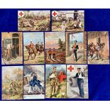 Postcards, Military, a Tuck published military Oilette selection of 11 cards, with set of 6 Life