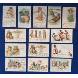 Postcards, Louis Wain, a selection of 14 cards of anthropomorphic cats illustrated by Louis Wain (