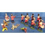 Collectables, vintage lead soldiers, 9 hand painted Guards bandsmen (cymbal player has broken