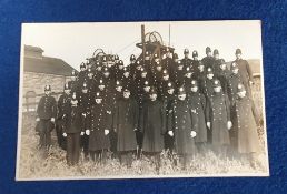 Postcard, Northamptonshire, Police Group in front of unknown colliery, possibly during 1911 strikes,