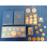 Coins and Tokens, a collection of assorted coins and tokens to include 1844 Jersey 1/26 of a