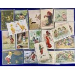 Postcards, Frogs, 18 postcards to include Twelvetrees, Petersen, Hancke, Outhwaite, Lawson Wood,