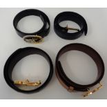 Designer Accessories, Gucci belts, 4 leather belts to comprise black patent leather (75/30), black/